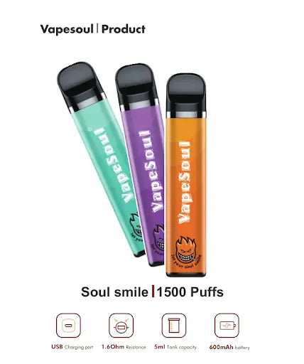VapeSoul Smile II Rechargable Disposable Vape (1500Puffs) India | We Vape We Vape